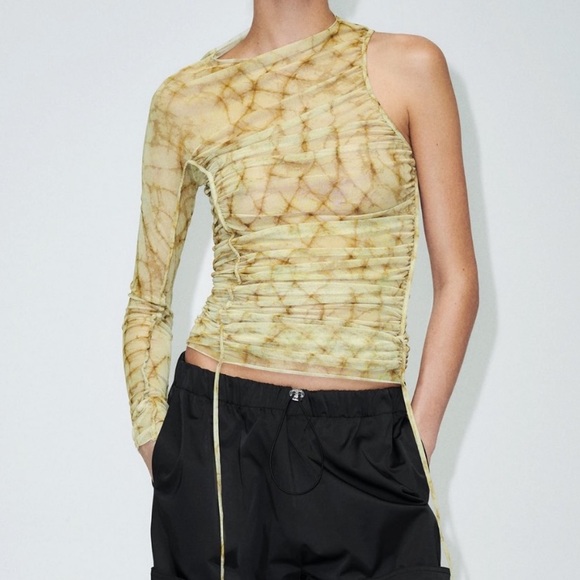 ZARA PRINTED TULLE ASYMMETRIC TOP - Picture 2 of 3